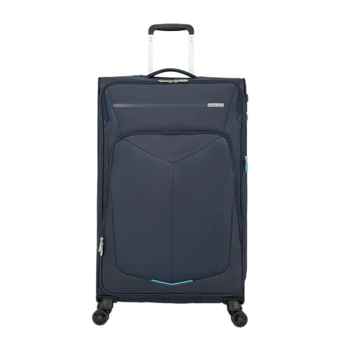 American Tourister Summerfunk Koffer, blau (navy), 79 cm - Robuster Koffer mit 119 Litern Volumen, erweiterbar und ausgestattet mit Doppelrollen für müheloses Reisen. Integriertes TSA-Zahlenschloss sorgt für Sicherheit.