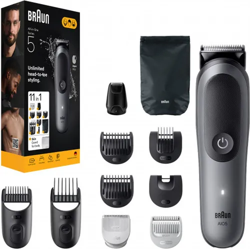 BRAUN AIO5560 Multigroomer – 11-in-1 Groomingset in Grau