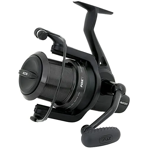 Fox Eos 12000 Karpfenrolle - Angelrollen: Hochrobuste Karpfenrolle mit mattschwarzem Design, ideal für präzises Angeln und Weitwurf dank der abgedichteten Front-Schnellbremse.