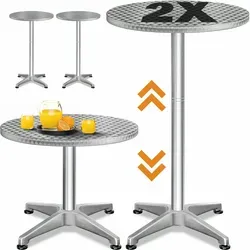 Casaria® Höhenverstellbarer Stehtisch 2er Set - 70cm/115cm - Gartentische für Innen und Außen, höhenverstellbar und stabil, ideal für Partys und Events, mit wetterfestem Aluminium und einfacher Reinigung.