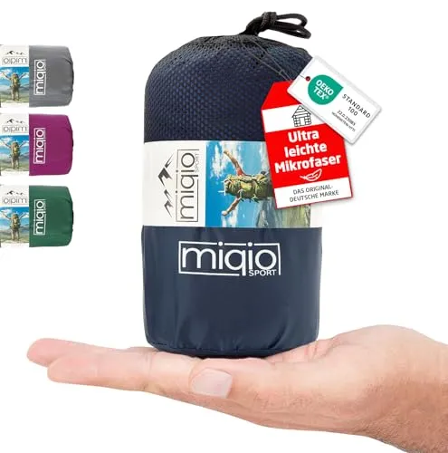 MIQIO® 2in1 Hüttenschlafsack Ultra leicht mit durchgängigem Reißverschluss (Links oder rechts): Dünner Komfort Reiseschlafsack und XL Reisedecke in Einem