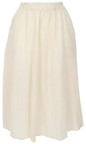 GURU SHOP Luftiger Knielanger Rock, Boho Sommerrock - Leinenfarben, Damen, Baumwolle, Size:M