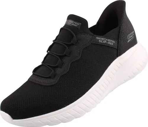 Skechers Herren Bobs Squad Chaos Daily Hype Sneakers - Herren-Sneaker mit schwarzem Strick und weißem Rand, ideal für den täglichen Gebrauch und besonders bequem.