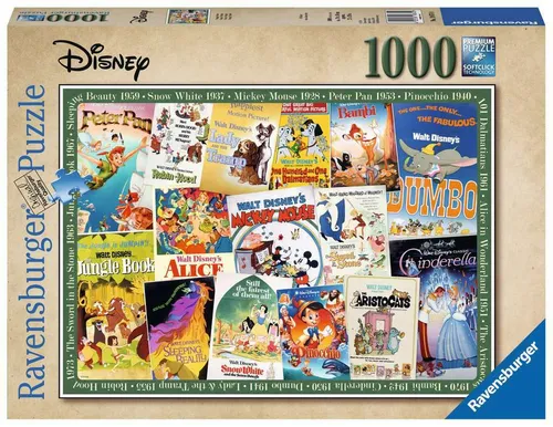 DISNEY VINTAGE MOVIE POSTERS - Ravensburger Puzzle 19874 - 1000 Teile Pcs.