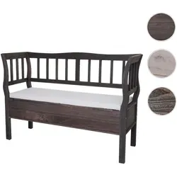 Sitzbank T207 - Elegante Truhenbank mit Stauraum - Sitzbänke mit großem Staufach aus Paulowniaholz im Shabby-Look. Abnehmbarer, waschbarer Bezug für einfachen Komfort. Ideal für Flur, Wohnzimmer oder Kinderzimmer.