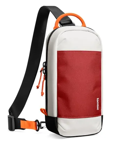 tomtoc Sling Bag Umhängetasche für Nintendo Switch 2 Konsole 2025, Rundumschutz Crossbody Bag Schultertasche mit 8 Spielkartenhaltern für Reise & Alltag, Tragetasche für Ladegerät und Zubehör, Rot