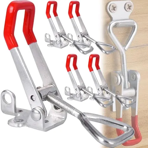 MINGZE 5 Stück Einstellbare Kniehebelspanner Halteklaue Hebel Verriegelung Schnellspanner 4001, Schwerlast Handwerkzeug Schnellspanner Metall Haltekapazität Türriegel Typ 150Kg