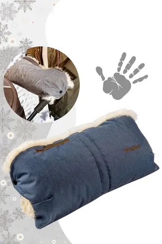 Fellhof Kinderwagen-Handwärmer aus Lammfell (nachtblau) von Fellhof