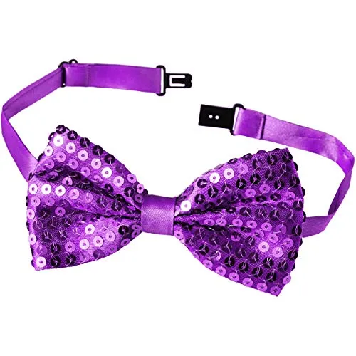 dressforfun 901019 Pailletten Fliege für Damen und Herren, Glitzer Schleife in Einheitsgröße, Bow Tie für Party Kostüm Fasching Karneval Zubehör Accessoire - diverse Farben - (lila | Nr. 303676)