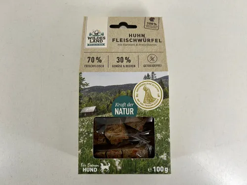 Wildes Land Fleischwürfel Huhn 100g Hund Snack Leckerli - artgerechte Belohnung