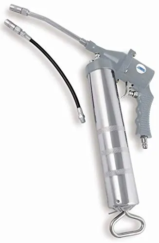 ABAC Fettpresse G-911, Schmierpistole mit Starrem und Flexiblem Schmierstoffschlauch, Fassungsvermögen des Zylinders 400 ml, Grau