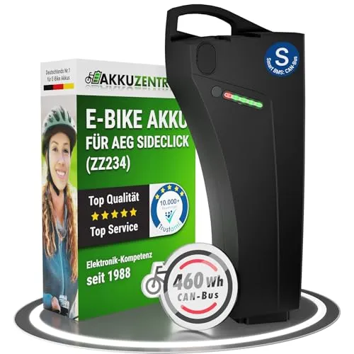 E-Bike Akku AEG Sideclick 36V 12,8Ah 460Wh - Hochleistungs-Lithium-Ionen-Akku mit 460Wh für universelle Elektrofahrräder, ideal für längere Fahrten und optimale Leistung.