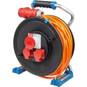 as-Schwabe Kabeltrommel 23663 Xperts CEE, 30m für Außen - Kabeltrommel für Baustellen (BGI 608) mit IP44 Spritzwasserschutz. Extrem robustes Kabel für Temperaturen von -40°C bis 80°C, ideal für Chemieindustrie und Außenanwendungen.