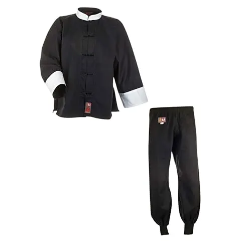 Ju-Sports Kung Fu Anzug Schwarz/Weiß, 100% Baumwolle von Ju-Sports