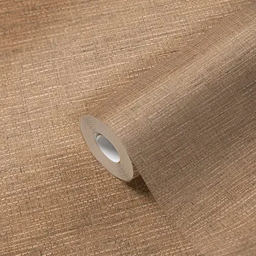 Livingwalls Uni Tapete Stoffoptik Braun - Vliestapete 385277 - Hochwertige Vliestapete in Braun mit strukturierter Oberfläche, ideal für jeden Raum. Leicht zu verarbeiten und abziehbar, sorgt sie für ein stilvolles Ambiente.