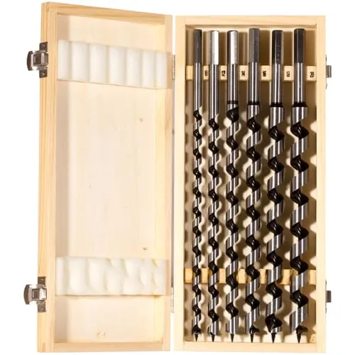 fischer Schlangenbohrer Set, 10 - 20 mm Durchmesser - Bohrersets für Holzarbeiten: Präzise Holzspiralbohrer mit Vorschneider und Zentrierspitze für ausrissfreie Bohrungen in Weich- und Hartholz, ideal für tiefe Löcher und Befestigungen.