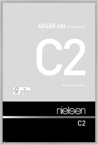 nielsen Bilderrahmen 40 x 60 cm aus Aluminium in Silber matt - Wand- & Tischbilderrahmen mit hochwertigem Echtglas und einfacher Montage im Hoch- und Querformat, Made in Germany und FSC-zertifiziert für nachhaltigen Genuss.