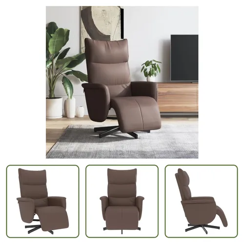 The Living Store Relaxsessel mit Fußteil Braun Kunstleder – Bequemer Drehstuhl
