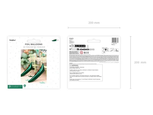 Folienballon Dinosaurierschwanz, 79x35 cm, Mix in grün von PartyDeco