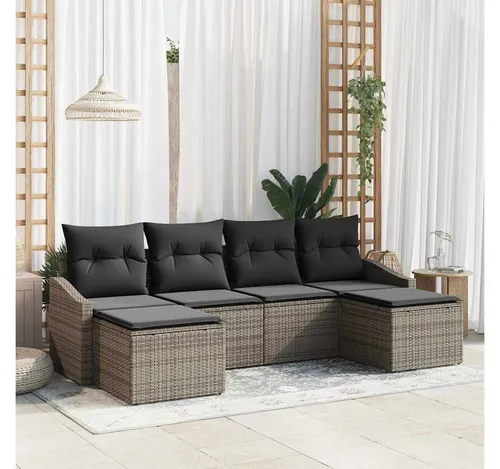 furnicato Garten-Essgruppe Modulares Poly-Rattan Garten-Set für 6 Personen - Elegantes, modulares Garten-Set aus robustem Poly-Rattan für 6 Personen. Ideal für entspannte Sommerabende im Freien mit verstecktem Stauraum und abnehmbaren Polsterbezügen.