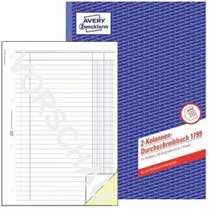 Zweckform Spaltenbuch 1799, 2 Spalten, A4, 2x40 Blatt, selbstdurchschreibend, fester Kopf
