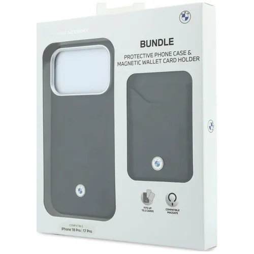 BMW iPhone 18 Pro, 17 Pro 2in1 Set Hülle Case MagSafe + Wallet Card Quilted
