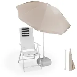 Relaxdays Sonnenschirm 180 cm, höhenverstellbar & kippbar, Beige - Der praktische Balkonschirm mit 180 cm Durchmesser bietet flexiblen Schatten für Garten, Balkon und Terrasse. Höhenverstellbar und kippbar, sorgt er für optimalen Schutz vor der Sonne.