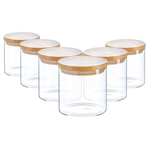 Argon Tableware Scandi -Glas -Glas -Gläser Mit Holzdeckel - 550ml - Pack Von 6