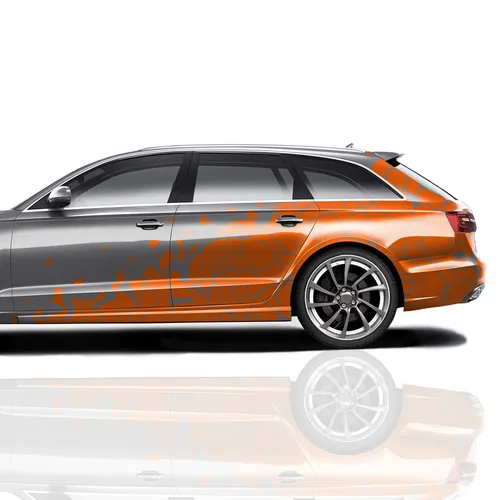 2er Set Auto Aufkleber Mosaik Scherben 120x60cm Geometrisch KX074 Órange