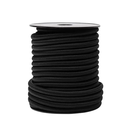 WERKA PRO Schwarzes elastisches Band Ø 10mm x 20m - Gummiseile für vielseitige Nutzung: Ideal für Sport, Poolabdeckungen oder Camping. Mit UV-Schutz und geflochtener Nylonummantelung für verbesserte Haltbarkeit und Flexibilität.