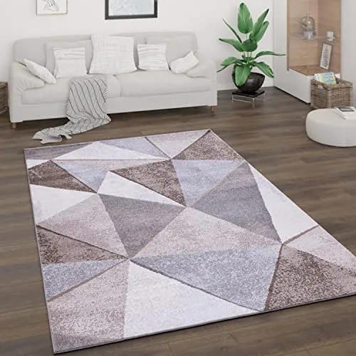 Paco Home Teppich Wohnzimmer Kurzflor Vintage Stil 160x220 cm - Teppich im Vintage Stil mit modernem geometrischen Rautenmuster, ideal für gemütliche Atmosphären. Schadstoffgeprüft und geeignet für Fußbodenheizung bis 24 Grad.