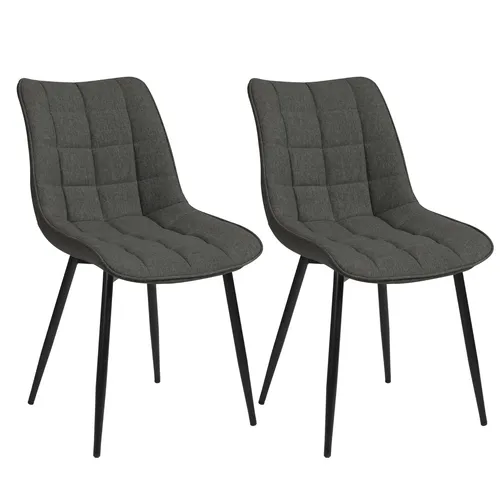 WOLTU Esszimmerstühle 2er Set - Dunkelgrau Polsterstuhl mit Rückenlehne - Esszimmerstühle mit atmungsaktiver Leinen-Oberfläche und stabilen Metallbeinen, ideal für hohen Komfort und vielseitigen Einsatz in jedem Raum.