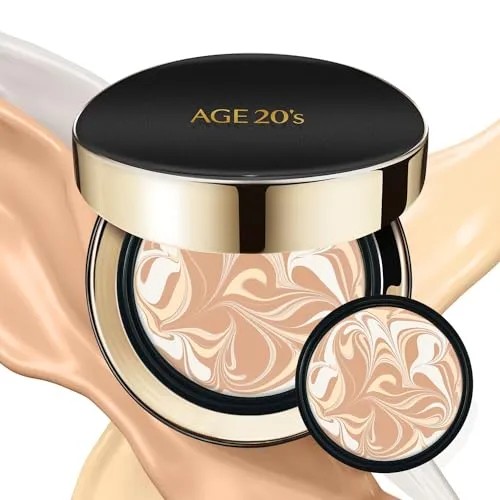 AGE 20's Signature 71% Essence Double Cover Cushion Foundation Pact + Nachfüllung Nr. 21 Hellbeige (13,9 g x 2 Stück)