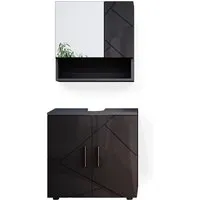 Vicco Badmöbel-Set Irma, Anthrazit Hochglanz, 2 Teile - Badmöbel-Set im modernen Anthrazit Hochglanz, ideal für stilvolle Badezimmer. Mit einem praktischen Unterschrank von 60 cm bietet es optimalen Stauraum und überzeugt durch hochwertige Materialien.