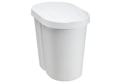 plast team Abfalltrenner SEATTLE DUO, 2 x 25 Liter, weiß - Praktischer Abfalltrenner für umweltbewusste Haushalte, mit zwei 25-Liter-Fächern für einfache Mülltrennung und Platzersparnis.