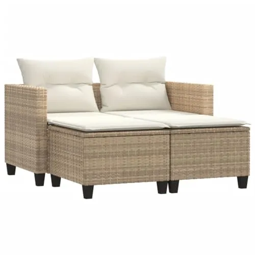vidaXL Gartensofa 2-Sitzer mit Hockern von vidaXL
