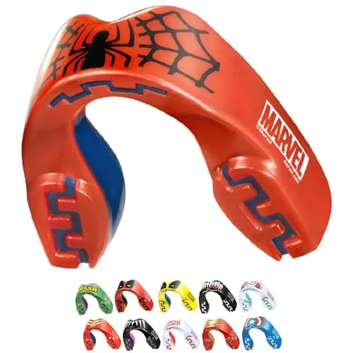 Marvel Spider-Man Sport Zahnschutz Erwachsene und Kinder Sport Mundschutz Für alle Vollkontakt-Sportarten einschließlich Rugby, MMA, Kampfsport, Kickboxen, Judo, Hockey & Boxe