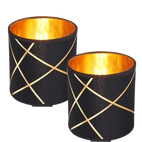 Retro Vintage Lampenschirm E27 Schwarz/Gold - Eleganter Ersatzschirm für E27-Fassungen, ideal für Tisch- und Pendelleuchten. Der stilvolle Schwarz/Gold-Look sorgt für eine warme Lichtatmosphäre und verleiht jedem Raum einen besonderen Charme.