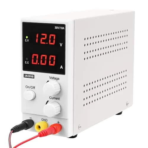 Labornetzgerät, 0-30V 0-10A DC Power Supply Einstellbar Gleichstromversorgung, Regelbar Netzgerät mit LED-Anzeige, Netzteil Strommessgeräte, Stabilisiertes Schaltnetztei