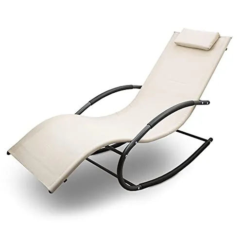 LACESTONE Sonnenliege Relaxliege Beige - Bequeme Schaukelliege für Garten und Balkon, rost- und UV-beständig, mit schaumstoffgepolstertem Kissen für höchsten Komfort. Ideal zum Entspannen und Relaxen.