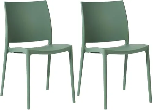 CLP Meton 2er Set Gartenstühle - Stapelbare Stühle aus wetterfestem, UV-beständigem Kunststoff für Innen und Außen, ergonomisch geformt für hohen Sitzkomfort und platzsparend verstaut.