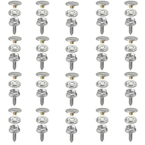 Gativs Druckknöpfe Edelstahl 20 Stück Druckknöpfe Set Snaps Fastener Druckknöpfe Metall Druckknopf Set Druckknopf Schraubbar 3 Teil Schraub-Set Druckknopf zum Anschrauben für Planen Zelten