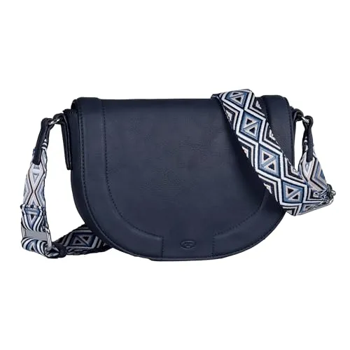 TOM TAILOR Damen Nani Umhängetasche, Dark Blue - Umhängetasche mit modischem Stil und verstellbarem Schulterriemen, ideal für einen lässigen Look. Schlichte Formen und gemustertes Gewebeband setzen besondere Akzente.