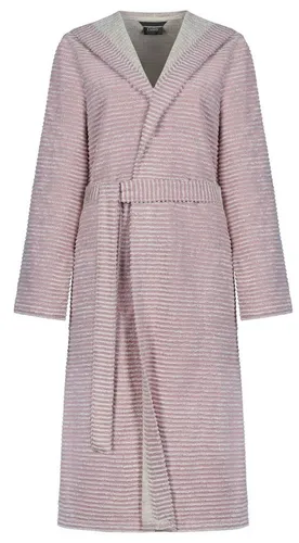 Cawö Damenbademantel Midi mit Kapuze in Rosa - Eleganter Midi-Bademantel aus 100% Baumwolle mit Kapuze und Gürtel. Ideal für gemütliche Abende und entspannte Momente, ausgestattet mit praktischen Eingrifftaschen.