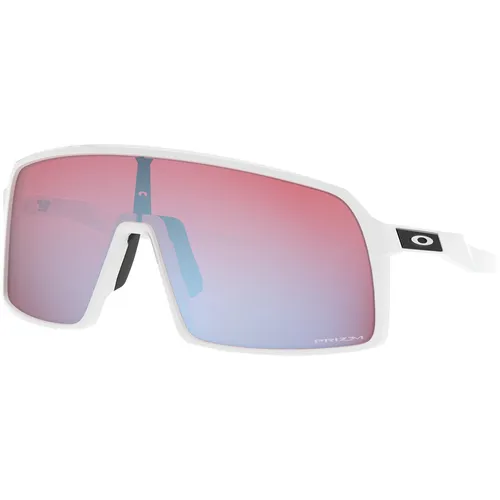Oakley Sutro Polished White / Prizm Snow Sapphire Sportbrille - Sportbrillen für Radfahrer mit innovativem Design, Prizm-Gläsern für verbesserte Sicht und rutschfestem Halt bei Schweißbildung – ideal für aktive Tage im Freien.