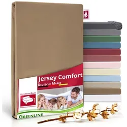 DecoHomeTextil Heimtextilmanufaktur Spannbettlaken Greenline Spannbettlaken Premium Jersey aus 100% Baumwolle braun 180-200x200x30 cm