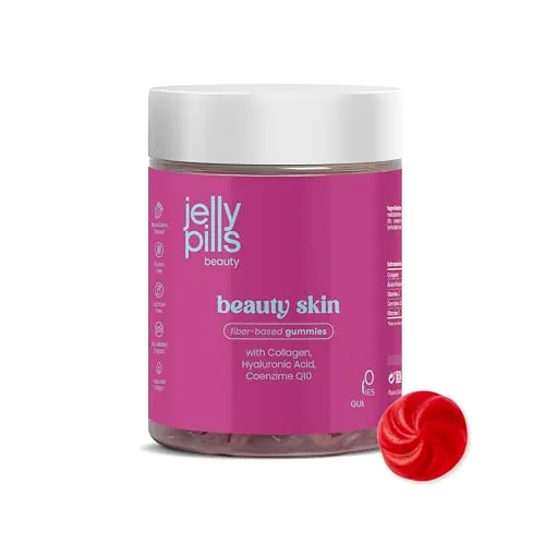 Jelly Pills Kollagen Gummies mit 500 mg hydrolysiertem Kollagen, Hyaluronsäure, Coenzym Q10, Vitamin C & E