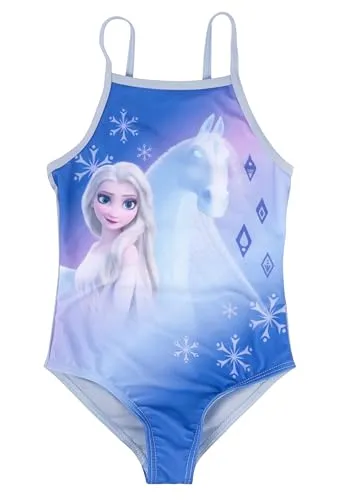 Disney Die Eiskönigin Badeanzug für Mädchen - ELSA Frozen Kinder Schwimmanzug Blau (DE/NL/SE/PL, Numerisch, 110, 116, Regular, Blau)