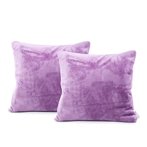 DecoKing 57605 2tlg 2 Kissenbezüge 45x45 cm Mikrofaser Reißverschluss Fleece Kissenhüllen lila Mic