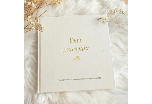 MeinBaby123® Babyalbum Dein erstes Jahr - Hochwertig vergoldet - Baby-Tagebuch mit 136 liebevoll gestalteten Seiten für unvergessliche Erinnerungen im ersten Lebensjahr. Ideal als Geschenk zur Geburt und in edlem Design.